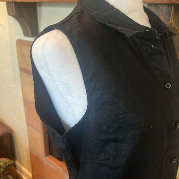 Garnet Hill Black Classic Linen Shirtdress, size 12 - Picture 4 of 9